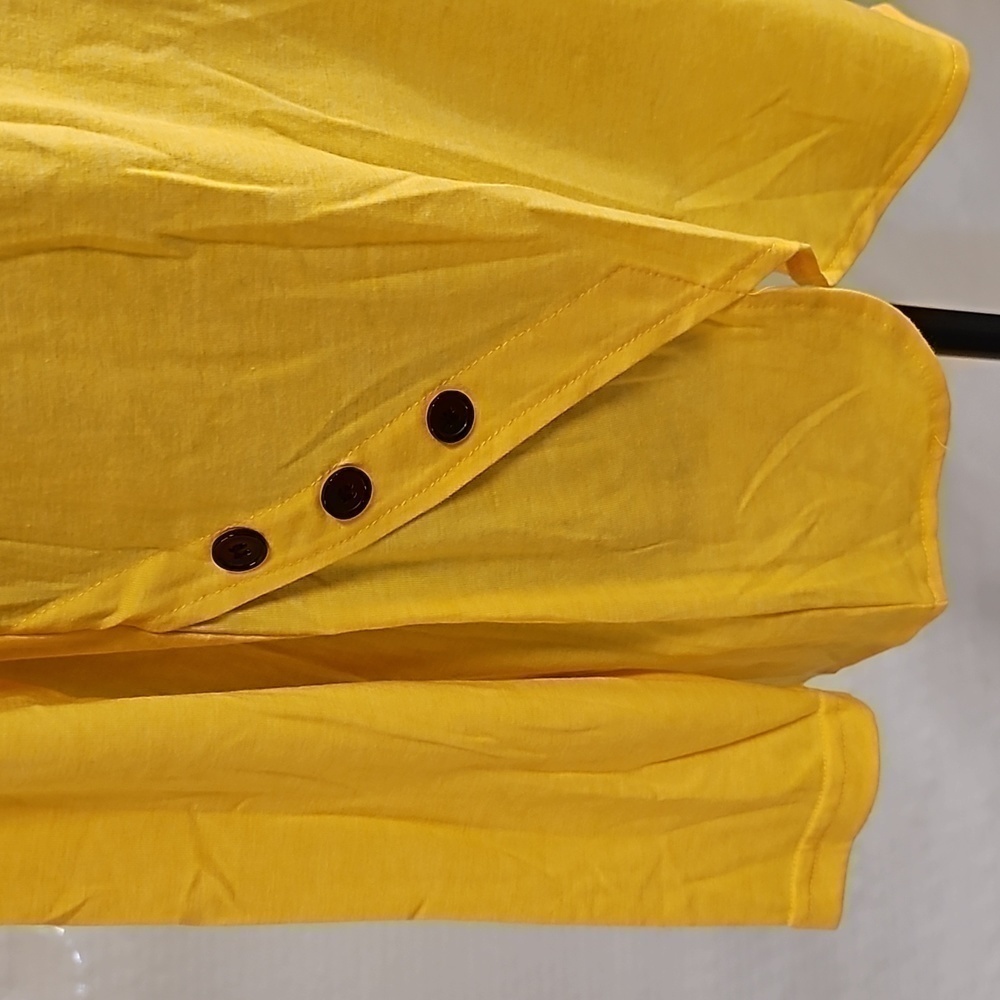 CASUAL Long Sleeve Yellow Tunic Blouse Button Side T Shirt Top Size xl NWOT - Picture 2 of 9